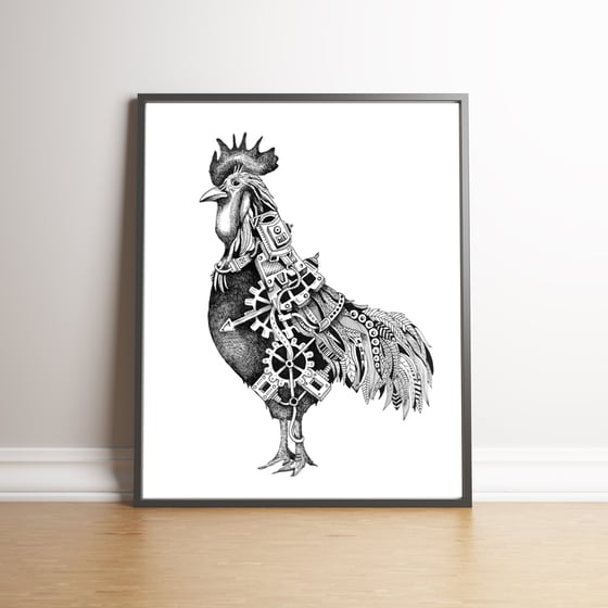 Image of The Steampunk Rooster limited edition hand signed print