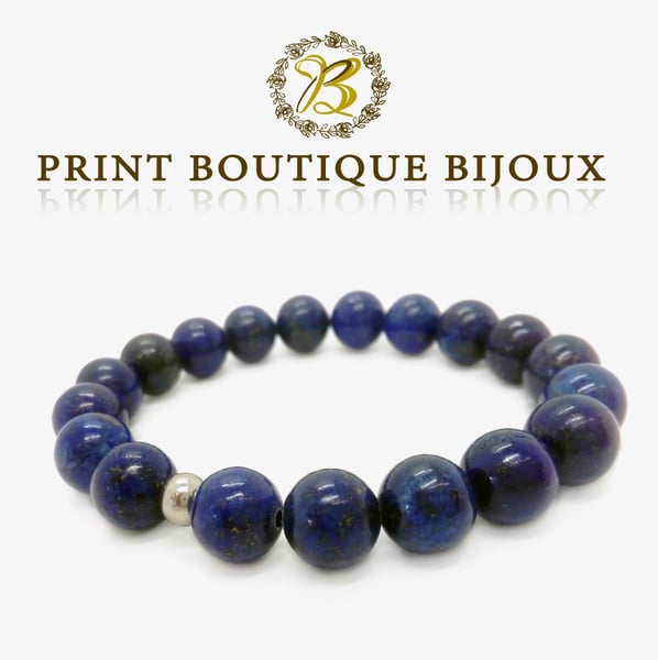 Image of unisex stone lapis lazuli bracelet