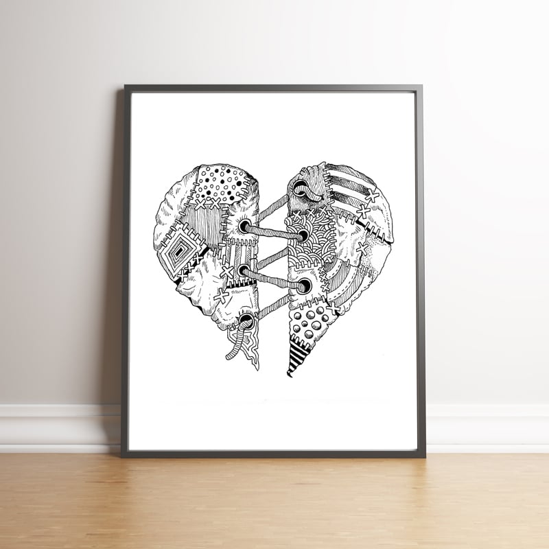 Image of Patchwork Heart limited edition hand signed print