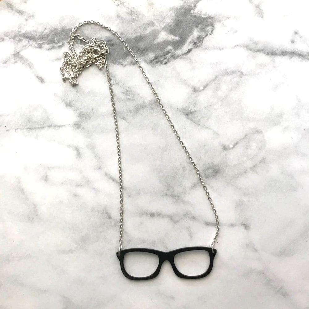 Image of Hipster glasses "made from vinyl records" necklace