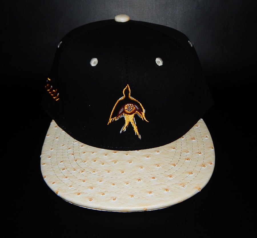 Image of Faux Ostrich Brim Birds Eye Strapback