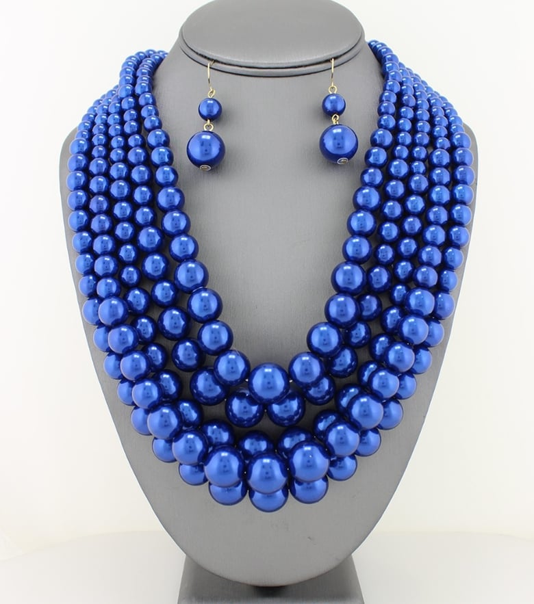 Image of Electric Blue Pearls (5 strand)