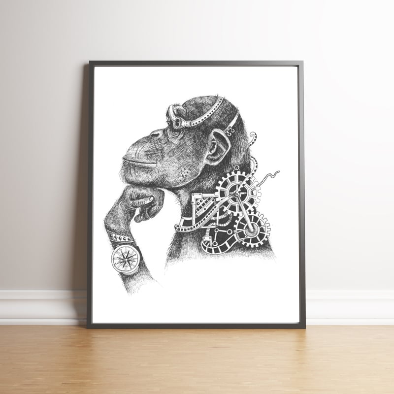 Image of The Steampunk Chimp limited edition handsigned print