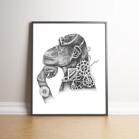 The Steampunk Chimp limited edition handsigned print