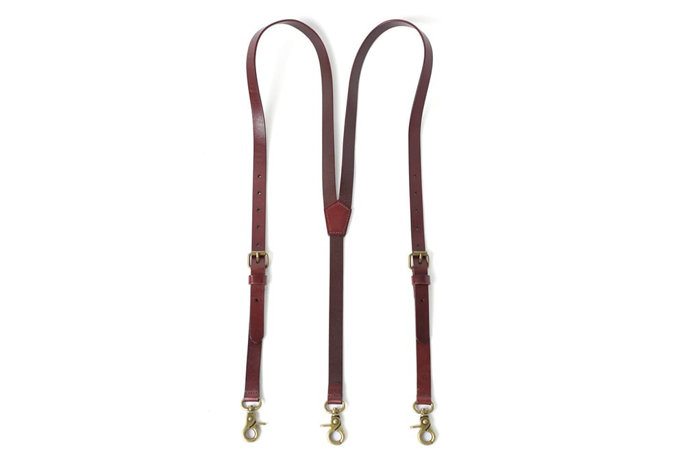 Image of Handmade Leather Suspenders for Men, Wedding Groomsmen Suspenders with Hook Clips 0192