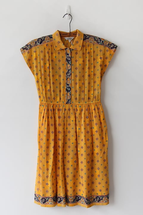 Image of SOLD Textured Contrasting Print Collar Dress