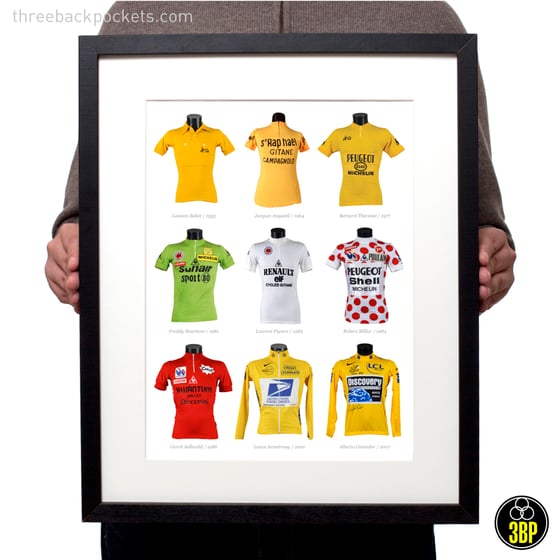 Image of Tour de France Classification winners jersey's 1953-2007 print