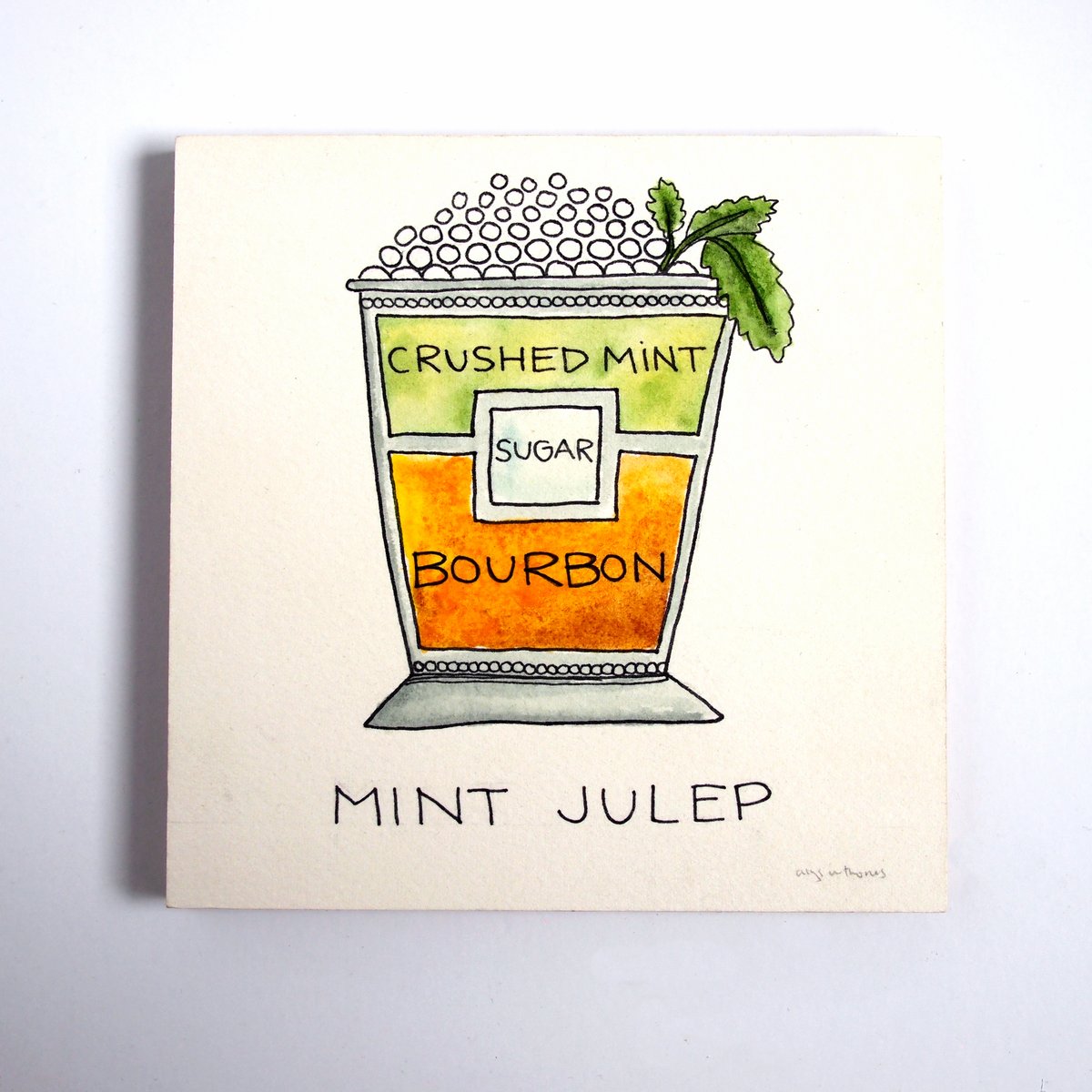 Original Mint Julep Cocktail Diagram Painting | Drywell Art