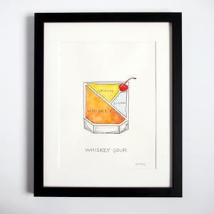 Image of Original Whiskey Sour Cocktail Painting - Framed