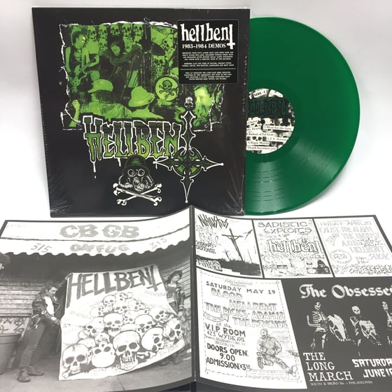 Image of Hellbent 1983-1984 Demos LP "LIMITED ALTERNATE COVER ,HAND NUMBERED,  GREEN VINYL VERSION"
