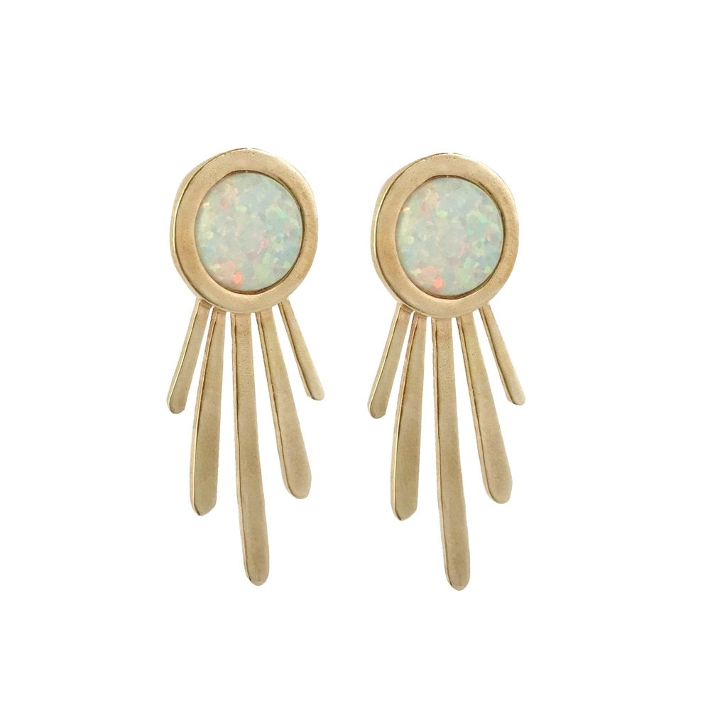 Large Burst Statement Earrings with Opal | Therese Kuempel Jewelry