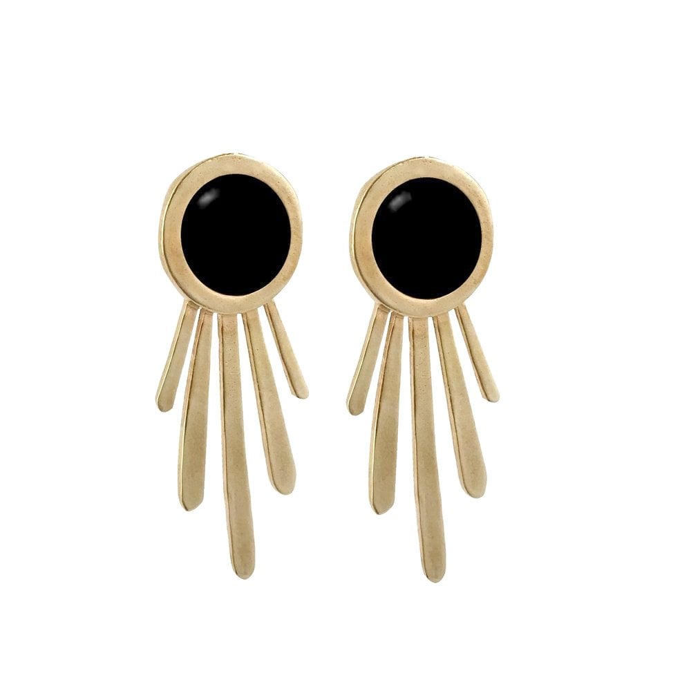 Image of Large Burst Statement Earrings with Black Onyx