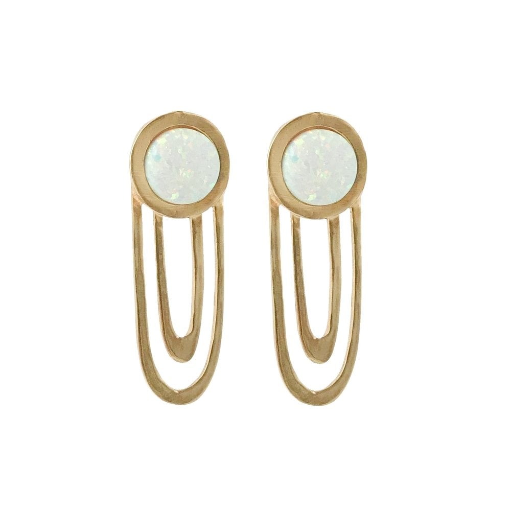 Image of Large Ripple Statement Earrings with Opal