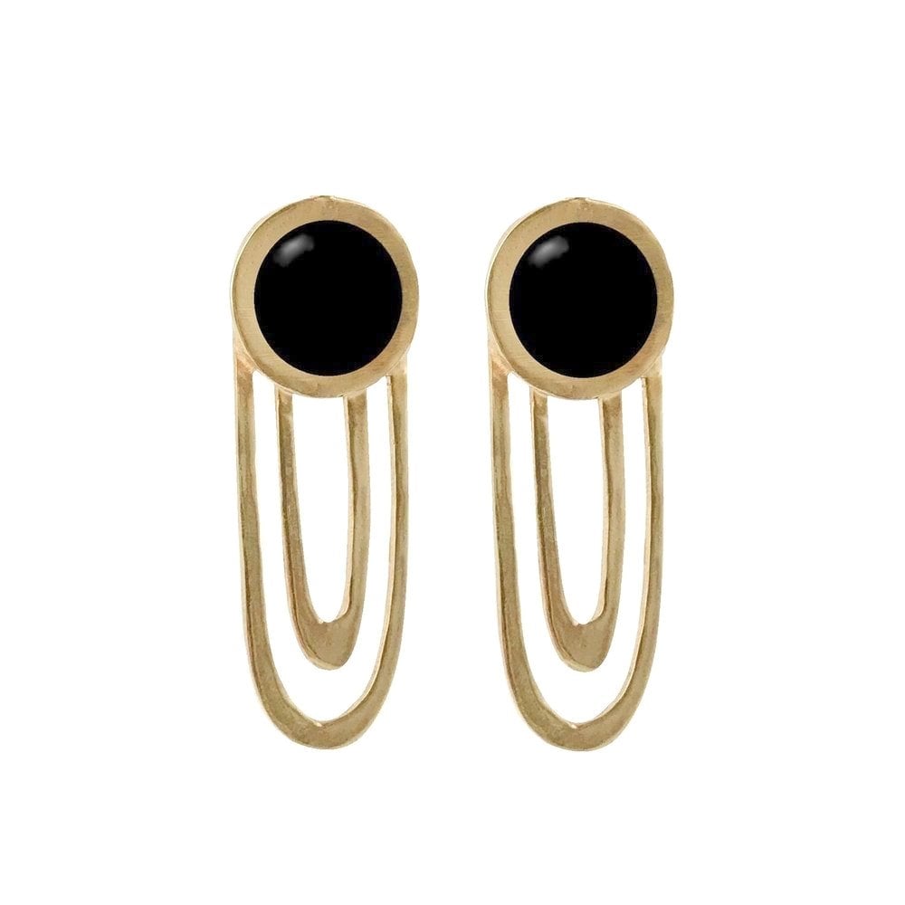 Image of Large Ripple Statement Earrings with Black Onyx