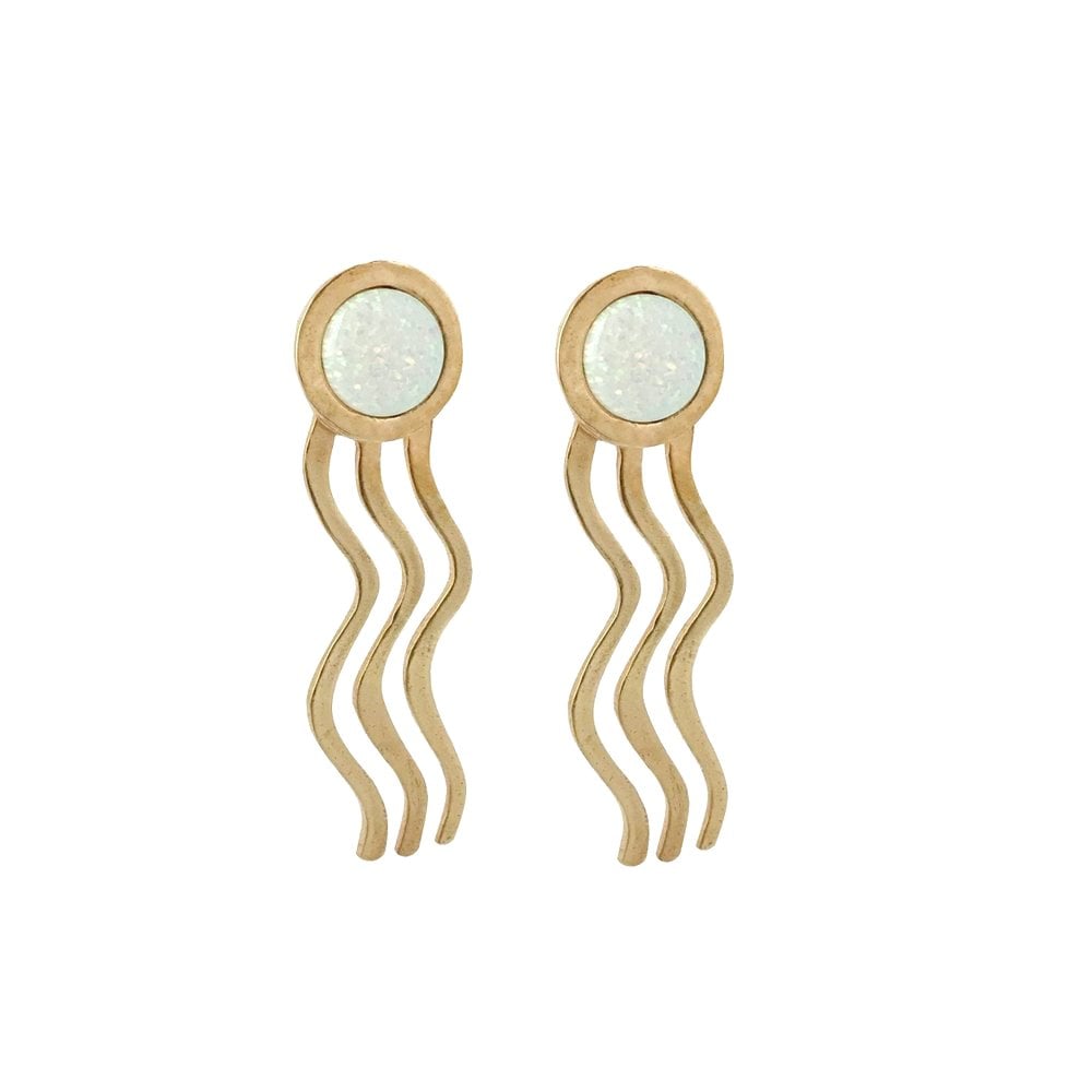 Image of Wiggle Statement Earrings with Opal