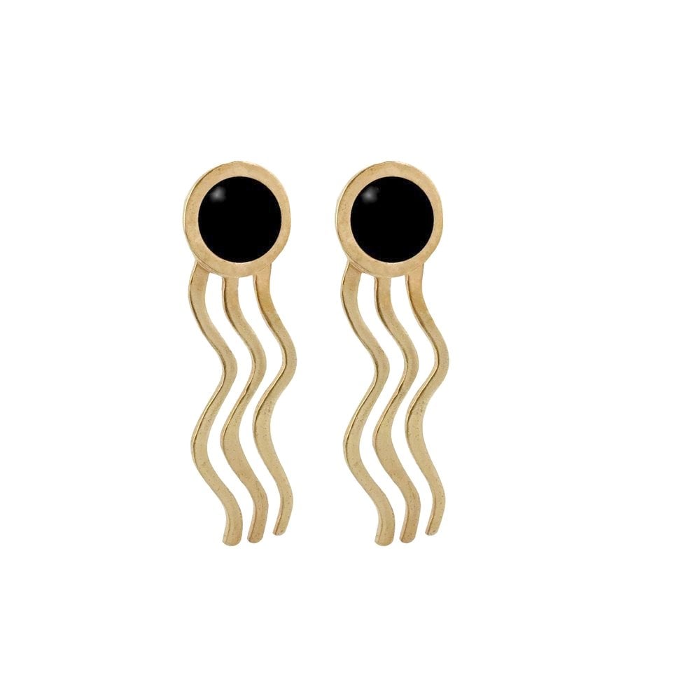 Image of Wiggle Statement Earrings with Black Onyx