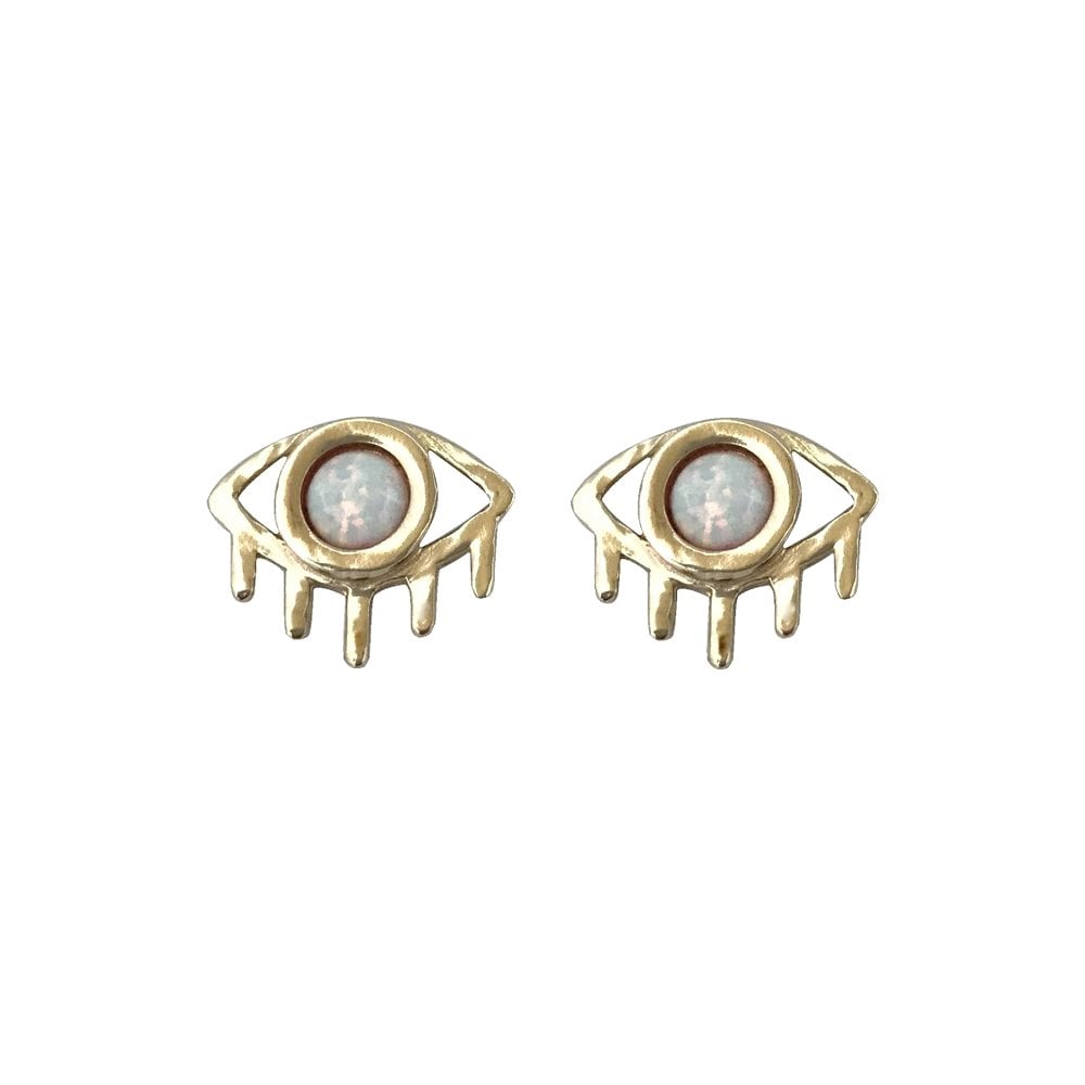 Image of Eye Earrings with Opal