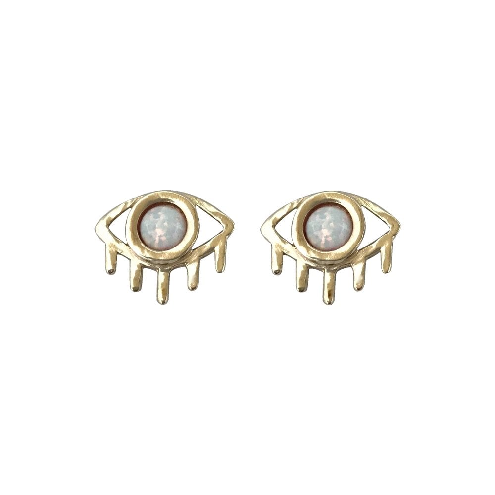 Image of Eye Earrings with Opal