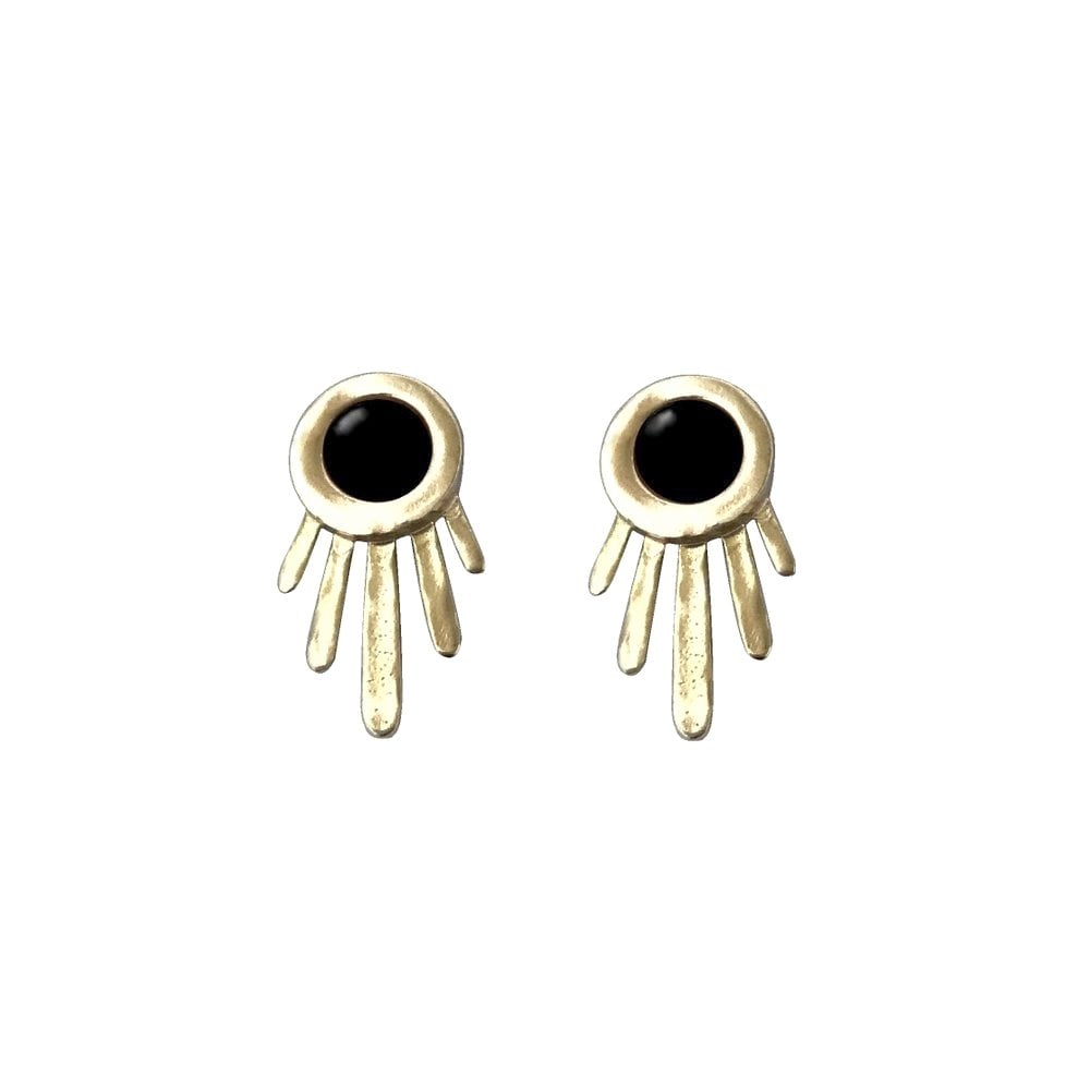 Image of Burst Earrings with Black Onyx