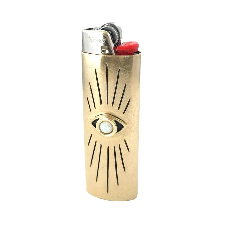 Solid Sterling Silver Marijuana Leaf Bic Lighter Case