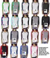 Image 4 of Flexx Unisex Vin Bk/Hthr Wht Baseball Raglan Tee