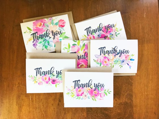 Image of Spring Floral Thank You Card Set 6-Pack