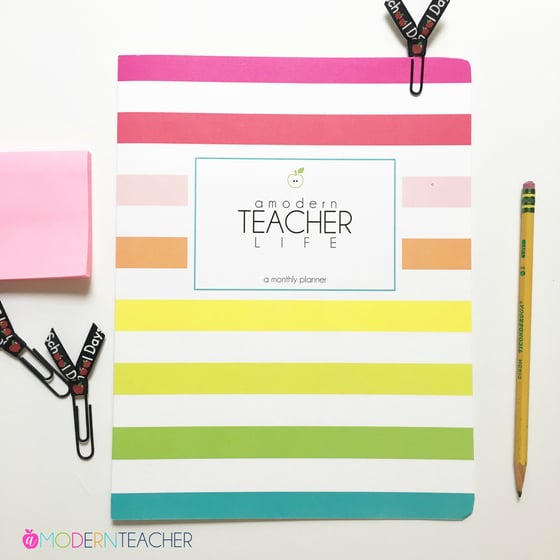 Image of ***BRIGHT STRIPES*** - A Modern Teacher Life Monthly CALENDAR