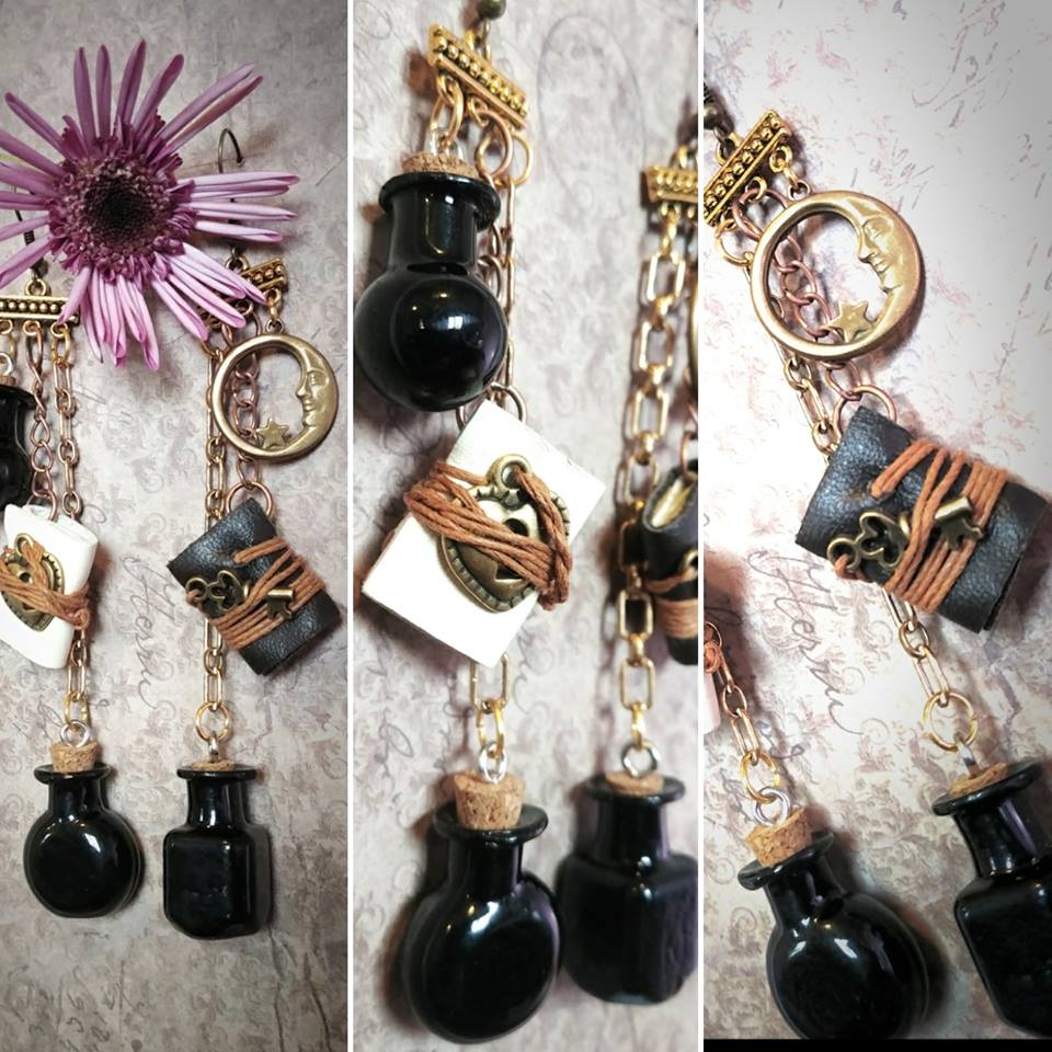 Image of Spell Book Earrings - Hypoallergenic Witchy Nickel Free Earring Pair Fairytail Book Earrings