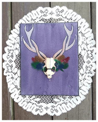 Image of Mink Skull Abstract Wall Art on Canvas