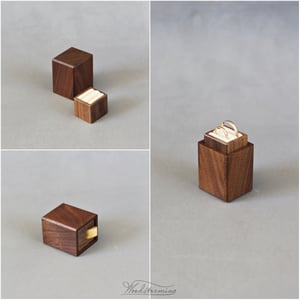 Image of Wooden wedding ring box - Woodstorming box for two rings - ring bearer box - ring display