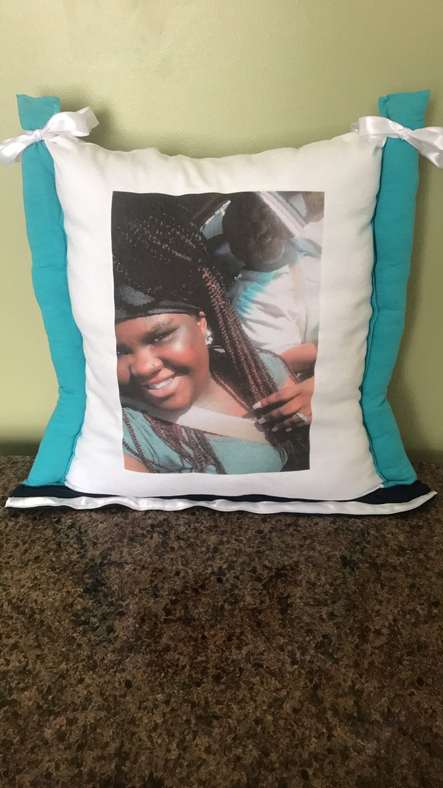 Image of Memory Pillow with lace and bows