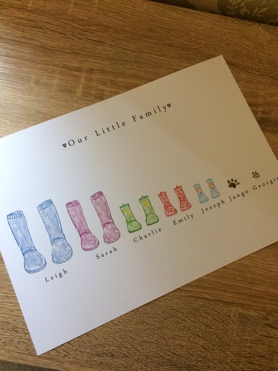 Image of Family Print with Plain Wellies