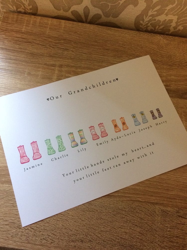 Image of Grandchildren Print with Normal Plain Wellies
