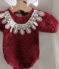 Image 2 of Newborn bodysuit for photo shoots | Christmas | burgundy |  Favianna