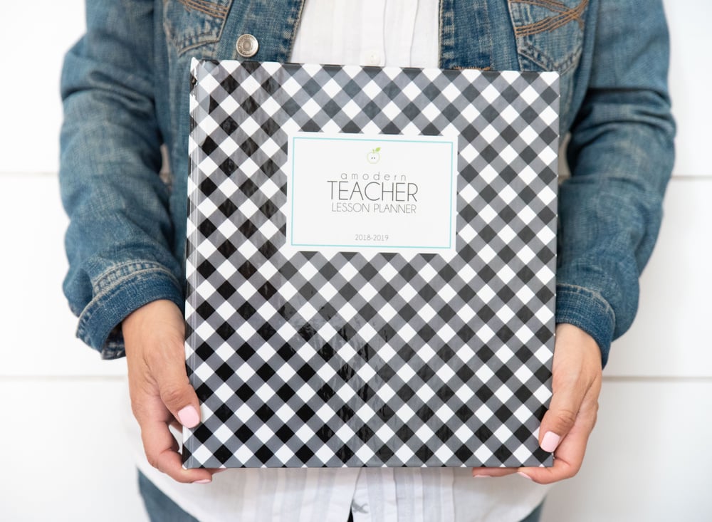 Image of ***Black and White Gingham*** A Modern Teacher Lesson Planning BINDER