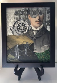 STEAMPUNK Man Men SURREAL Antique Paper Collage: THEY ALWAYS DISAPPEAR
