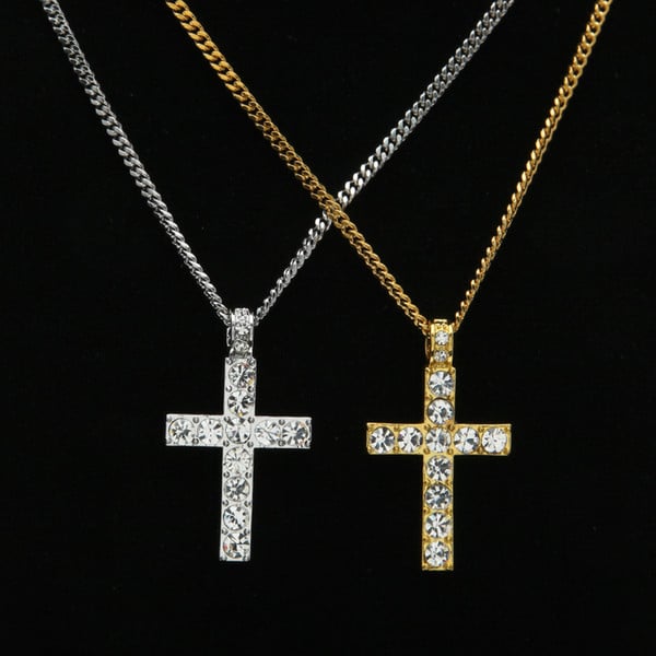 Image of FREE Iced Out Cross Cz Diamonds Cuban Link Chain