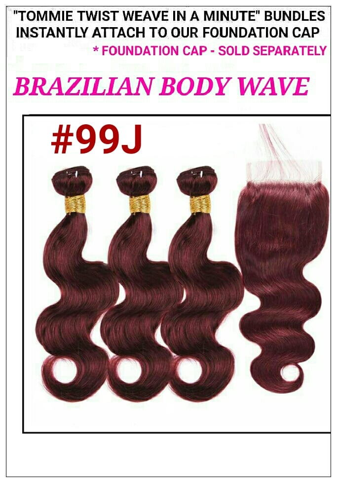 Image of "TT RAPID EXTENSION UNITS"-  BRAZILIAN BODY WAVE ( #99J ): BUNDLES / FREE PART - CLOSURE