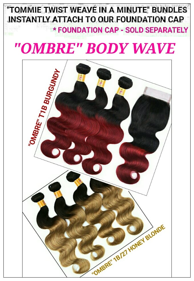 Image of BRAZILIAN "OMBRE" BODY WAVE - HONEY BLONDE, OR BURGUNDY: BUNDLES / CLOSURE