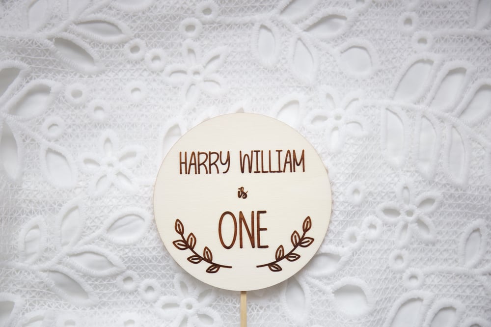 Image of Custom Etched Cake Topper