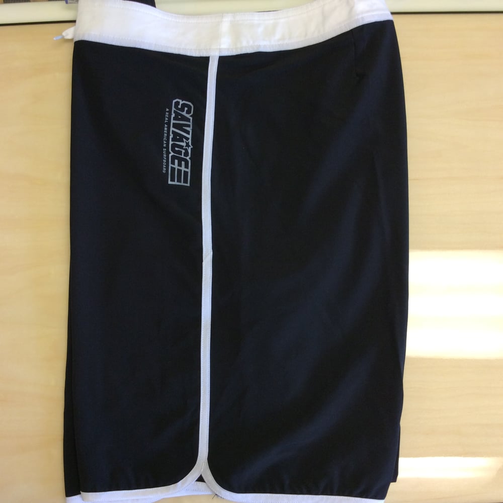 Image of Savage 4-way stretch Board Shorts Black/White