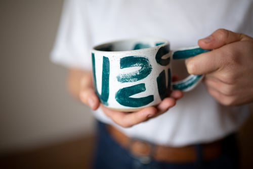 Image of Uuu Green Beak handled Mug