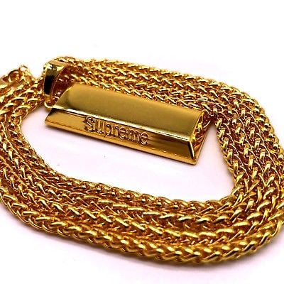 Supreme gold bar pendant Clearance