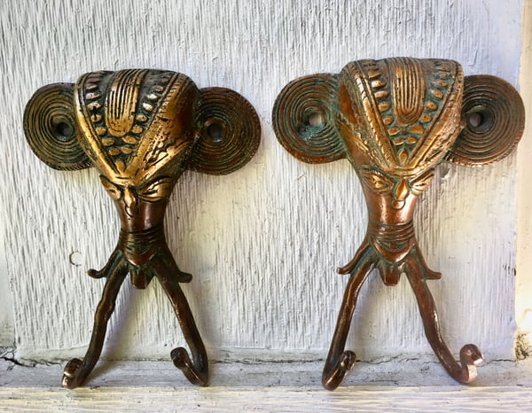 Image of A pair of tribal Elephant Head hooks
