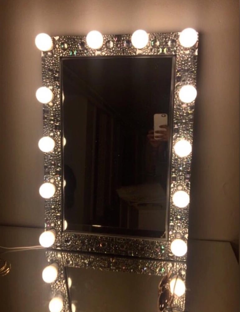 Rhinestone bedazzled LED Mirror