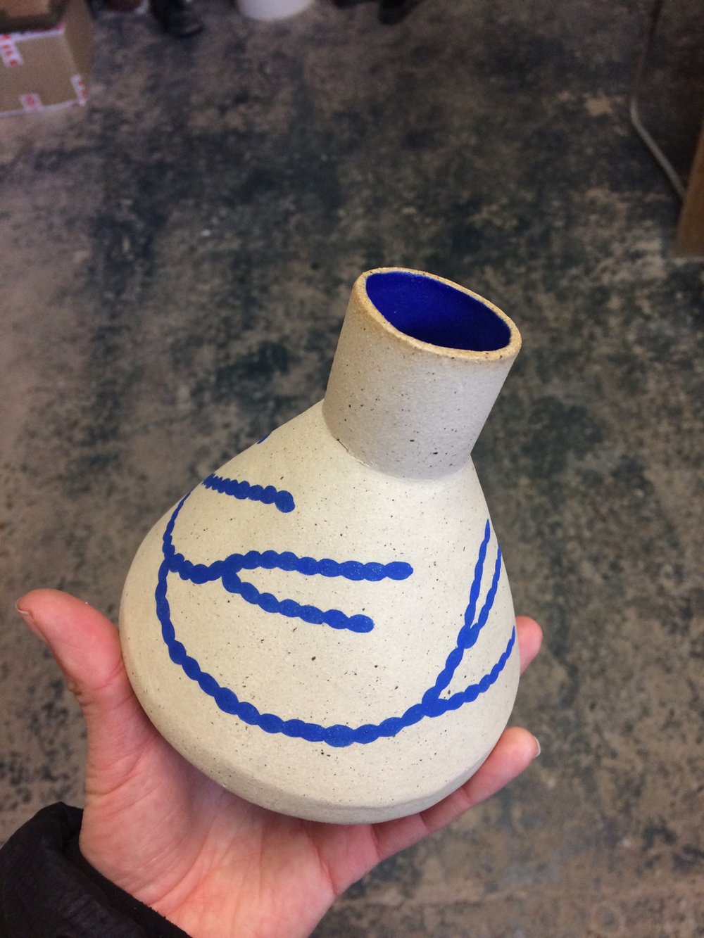 Image of Coral and blue cone vase - preorder