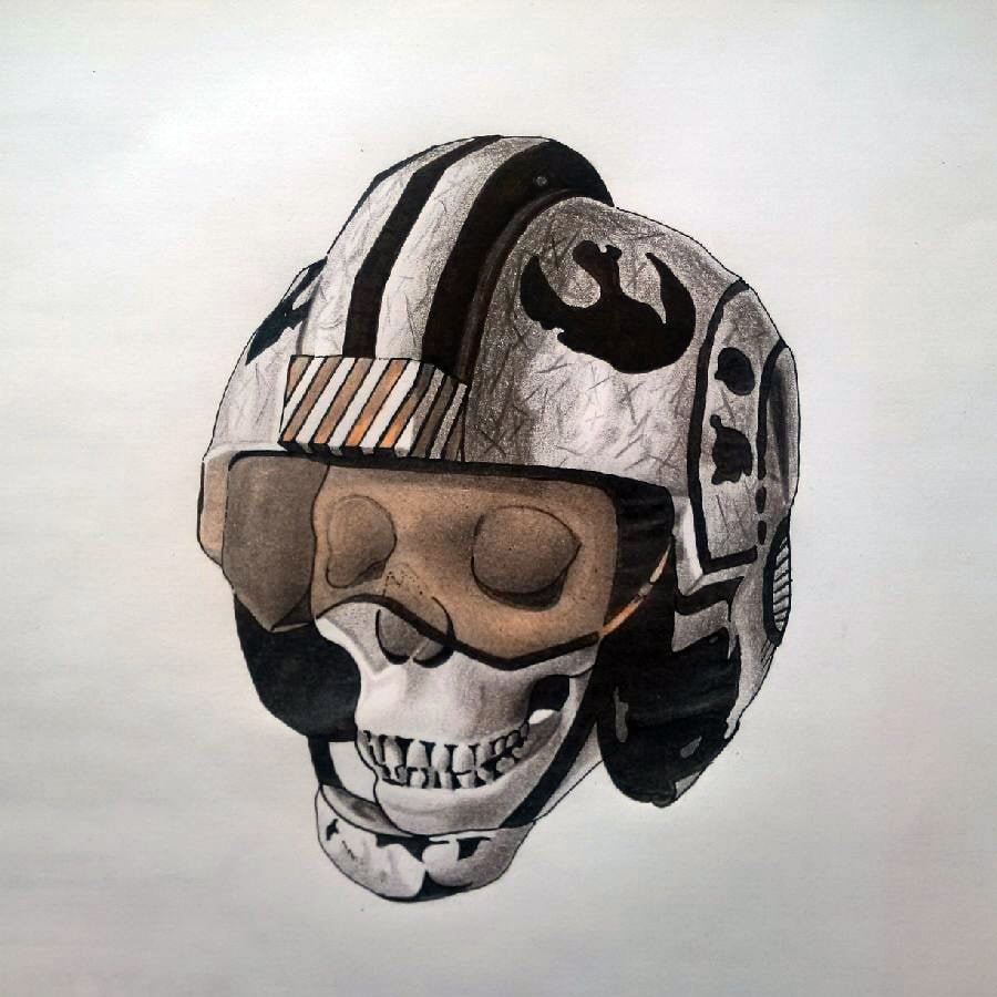 Image of Rebel Skull Original Drawing