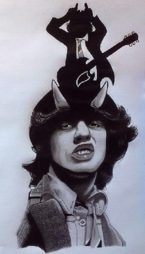 Image of Angus Young Original Drawing