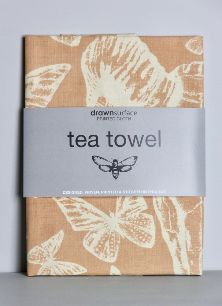 Image of Hand Printed Tea Towel - mellow pink