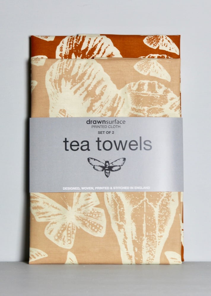 Image of Set of 2 hand printed tea towels